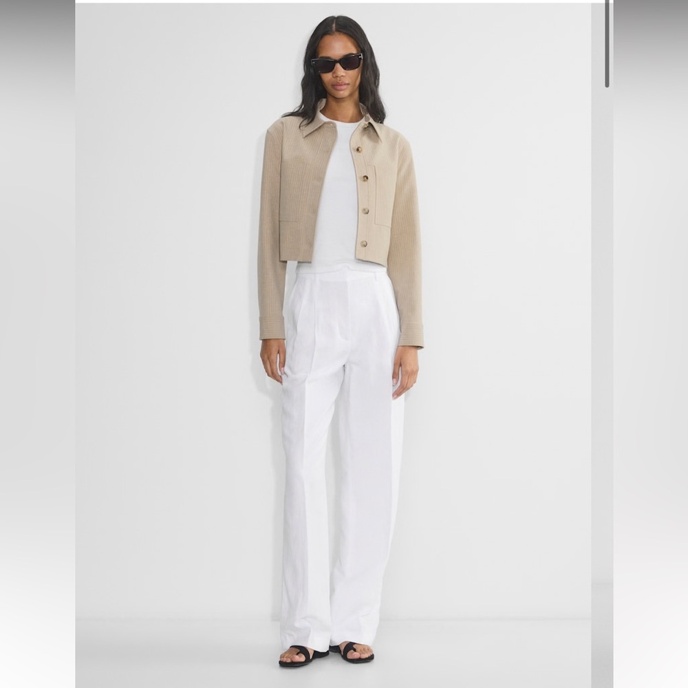 Aritzia White High-Waist Wide-Leg Trousers